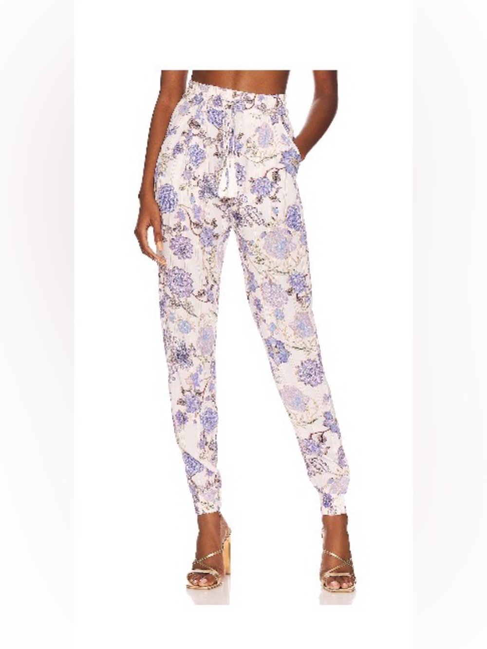 HEMANT & NANDITA Pink Floral Drawstring Joggers with Tassel Detail
